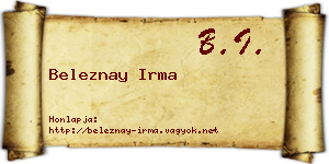 Beleznay Irma névjegykártya